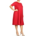thumbnail image 2 of Women's Plus Size Short Sleeves A-Line Round Neck Casual Solid Midi Dress, 2 of 5