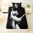 thumbnail image 3 of Homewish Minimalist Cat Animal Twin Sheets,Football Games Bedding,Black White,3pcs,1 Fitted Sheet and 1 Pillowcase, 3 of 6