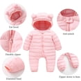 thumbnail image 4 of XBASW Infant Baby Winter down Jumpsuit for Girls Boys Hooded Snowsuit Lightweight Puffer Bodysuit Jacket 3M-18M, 4 of 8