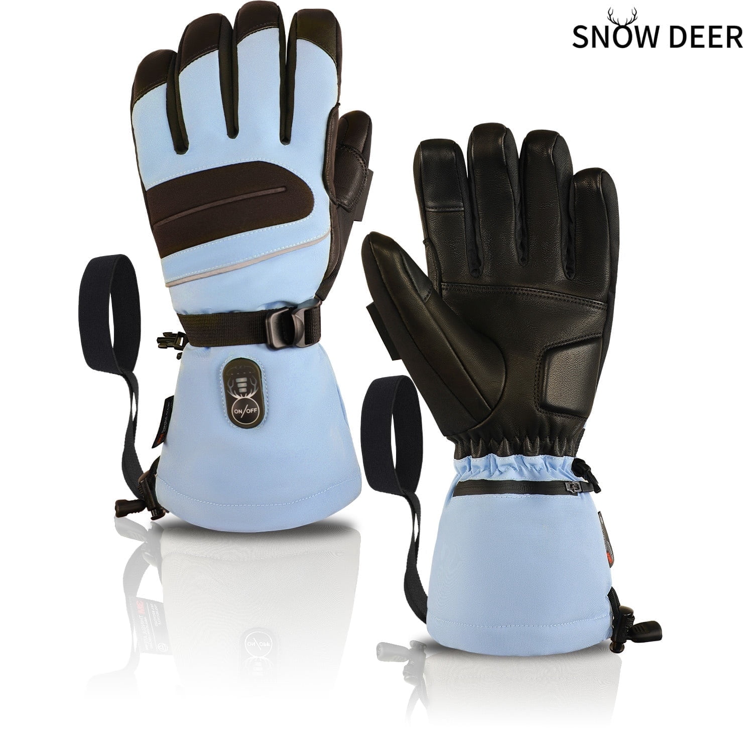 SNOW DEER Heated Gloves for Men Women Heated Ski Gloves 10h Warm 7.4V 3000mAh Battery Fast Charging Thick Lining Waterproof Goatskin Palm Anti Loss Lanyard Outdoor Skiing Snowboarding for Winter