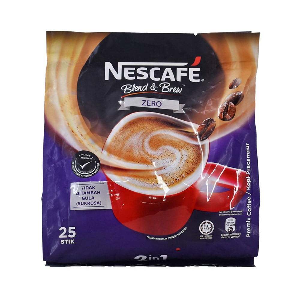 ZERO - 2 in 1 Unsweetened Instant Coffee Packets (No Added Sugar) - Single  Serve Sugar Free Coffee Mix (25 Sticks)