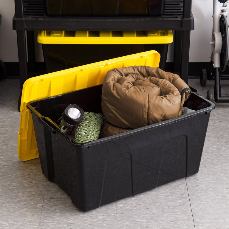 IRIS 94 Qt. Plastic Storage Bins with Lids, Stackable Storage