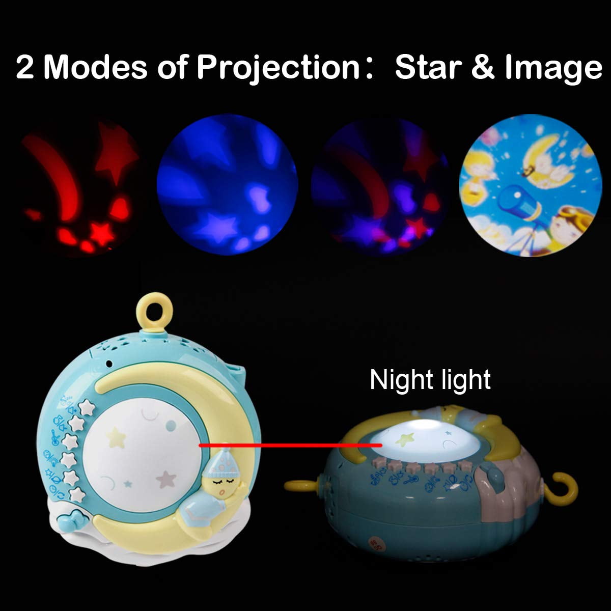 LEOM Baby Musical Mobile Crib with Music and Lights Timing Function  Projection