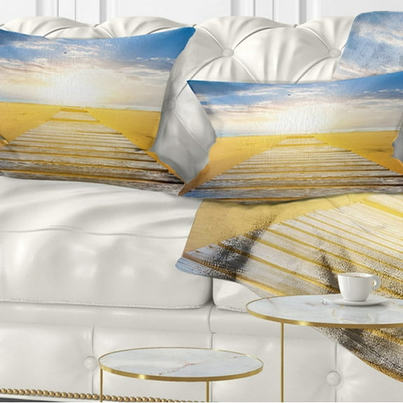 Designart 12" x 20" Blue Polyester Throw Pillow