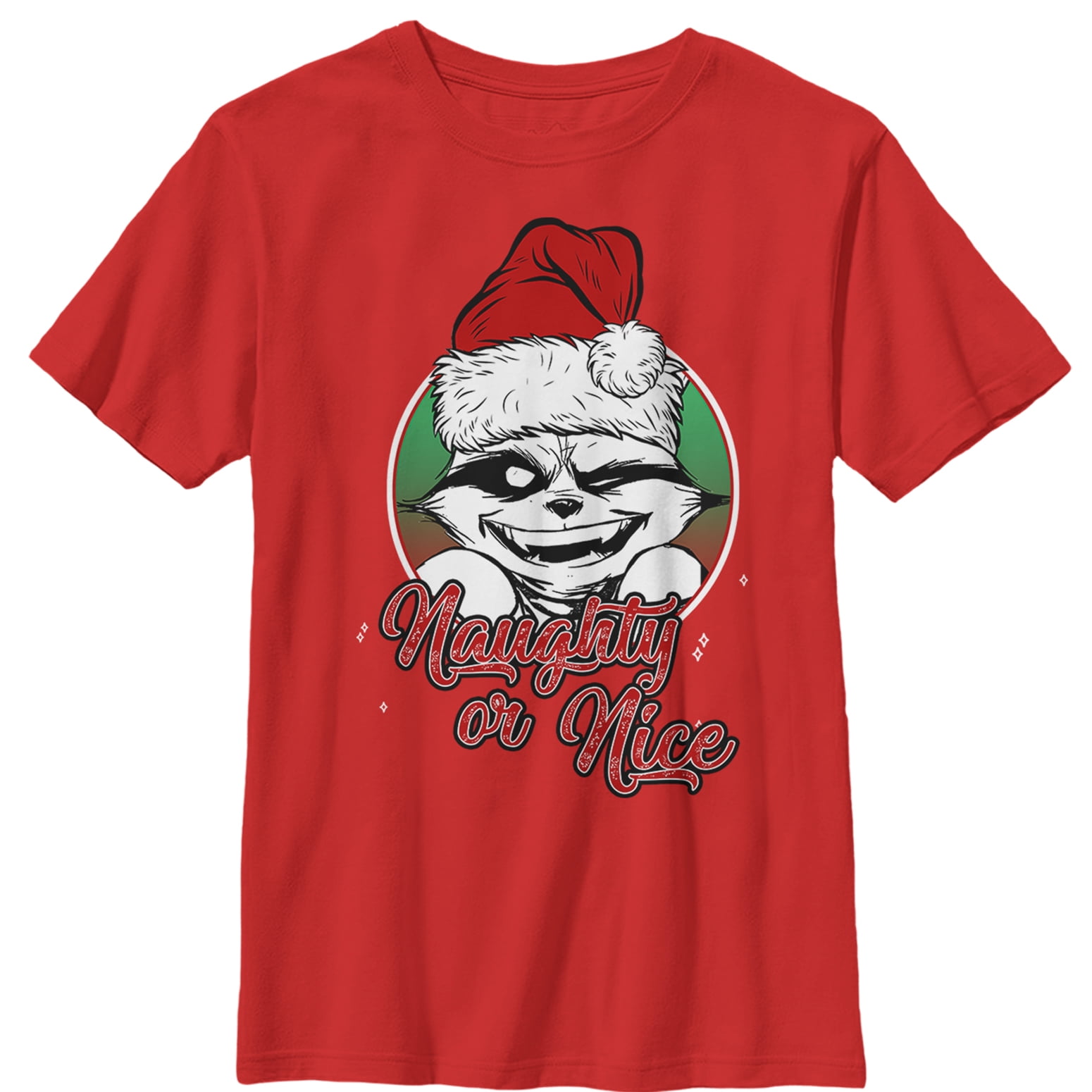 Boy s Marvel Christmas Guardians of the Galaxy Naughty Rocket Graphic Tee Red Medium