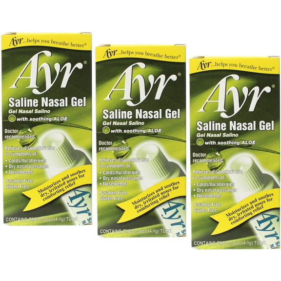 3 Pack- Ayr Saline Nasal Gel with Soothing Aloe 0.50 oz Each