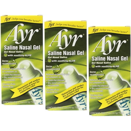 Ayr Saline Nasal Gel, With Soothing Aloe, 0.5 Ounce Tube - 3 Pack