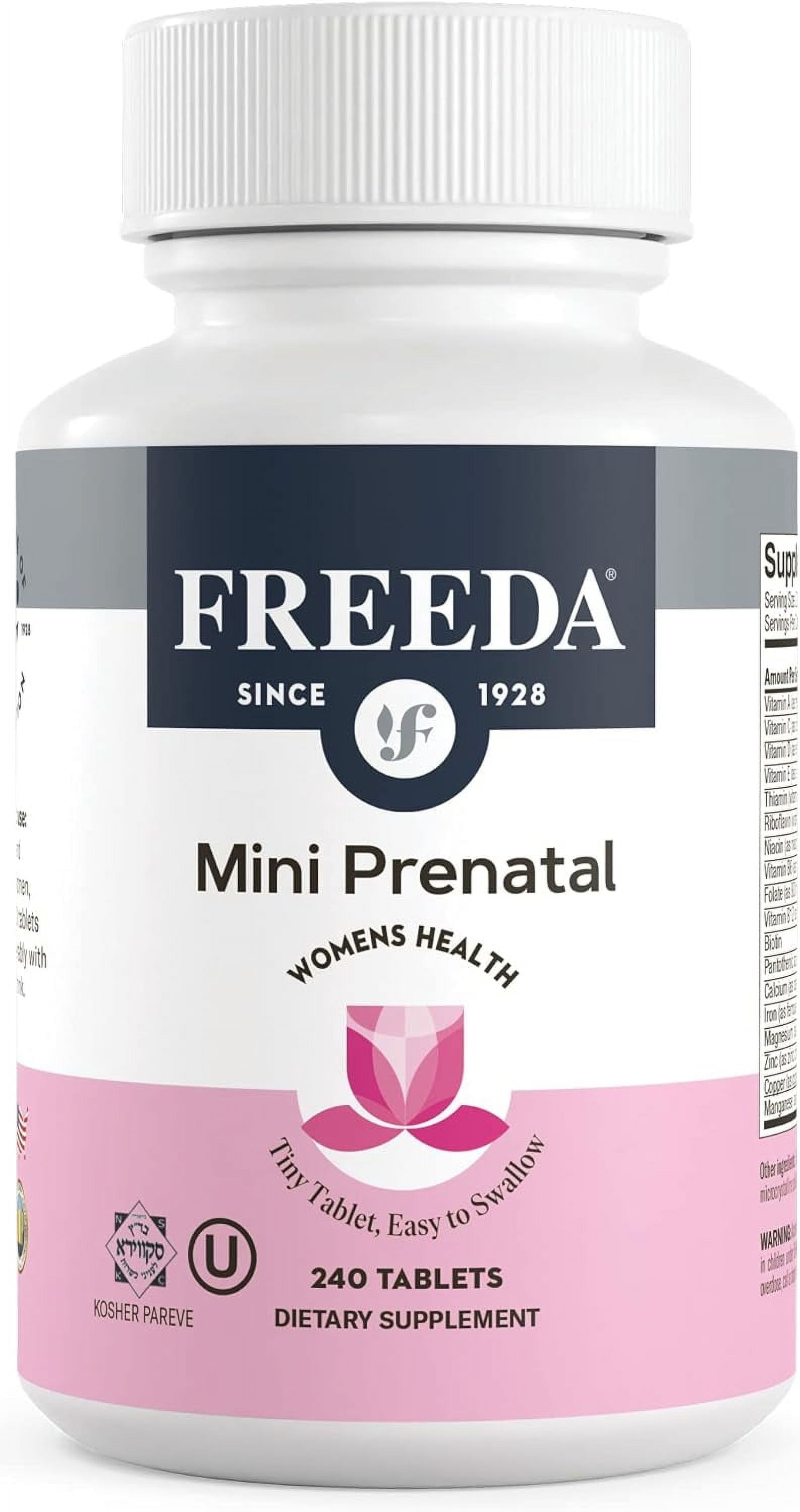 Freeda Mini Prenatal Vitamin Tablets with Iron, Folic Acid, and Vitamin D, 240 Count