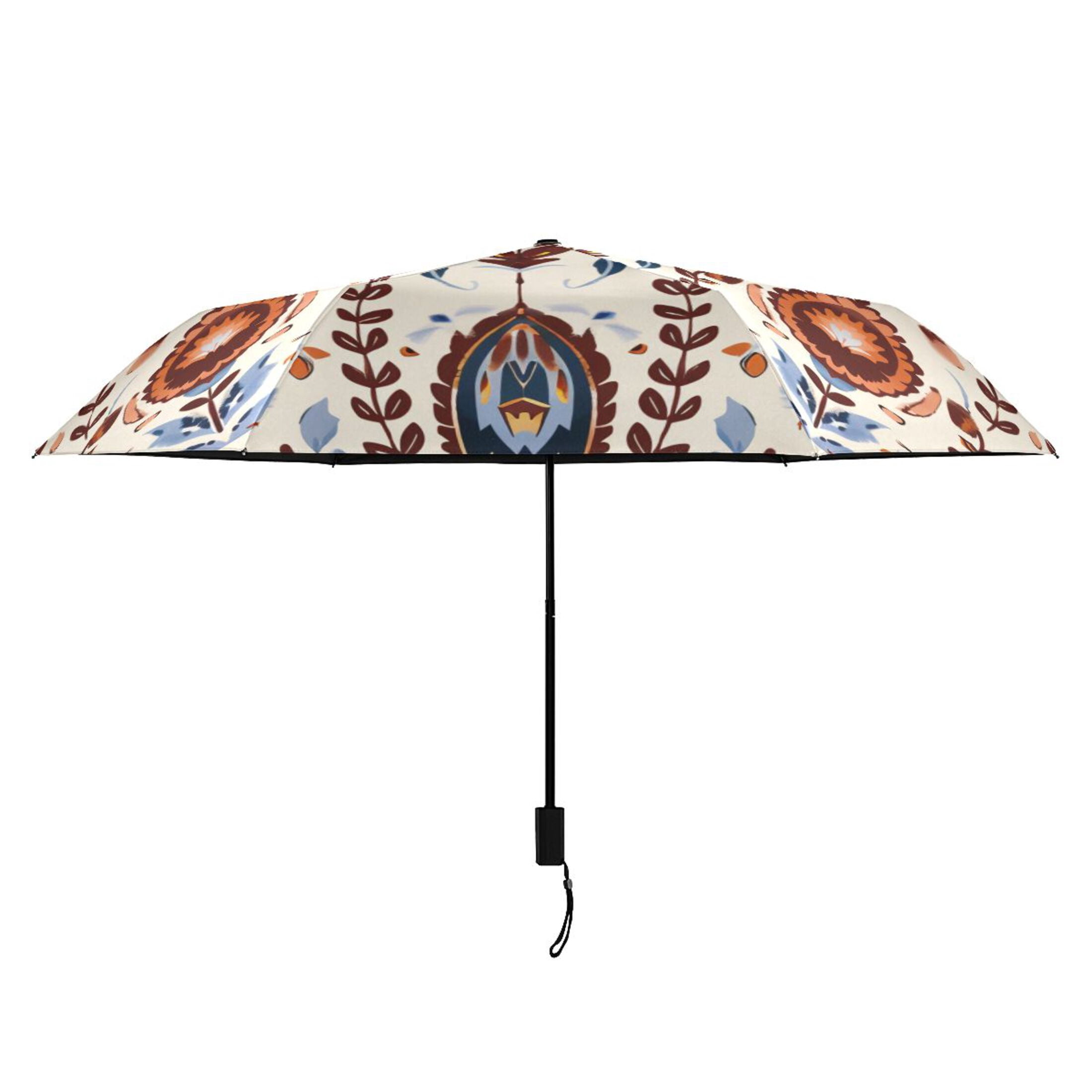 ALAZA Ethnic Boho Totem Pattern UPF 50+ Compact Folding Umbrella for Rain Travel Umbrella Packable