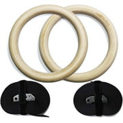 ValueHall Wood Gymnastic Rings, 23 MM/ 9’’Dia Gym Rings for Home Gym & Fitness Strength Workout and Training Pull Ups
