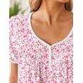 thumbnail image 5 of Ekouaer Cotton Nightgowns for Women Short Sleeve Night Gown V Neck Sleep Shirt Button Nightshirt Soft House Dress, 5 of 6