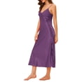 thumbnail image 4 of INSPIRE CHIC Women's Long Satin Nightgowns V Neck Soft Chemise Pajama Dress Lounge Nightdress XL Deep Purple, 4 of 6