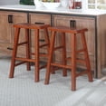 thumbnail image 2 of eHemco Heavy-Duty Solid Wood Saddle Seat Kitchen Counter Barstools, 29 Inches, Dark Oak, Set of 2, 2 of 5