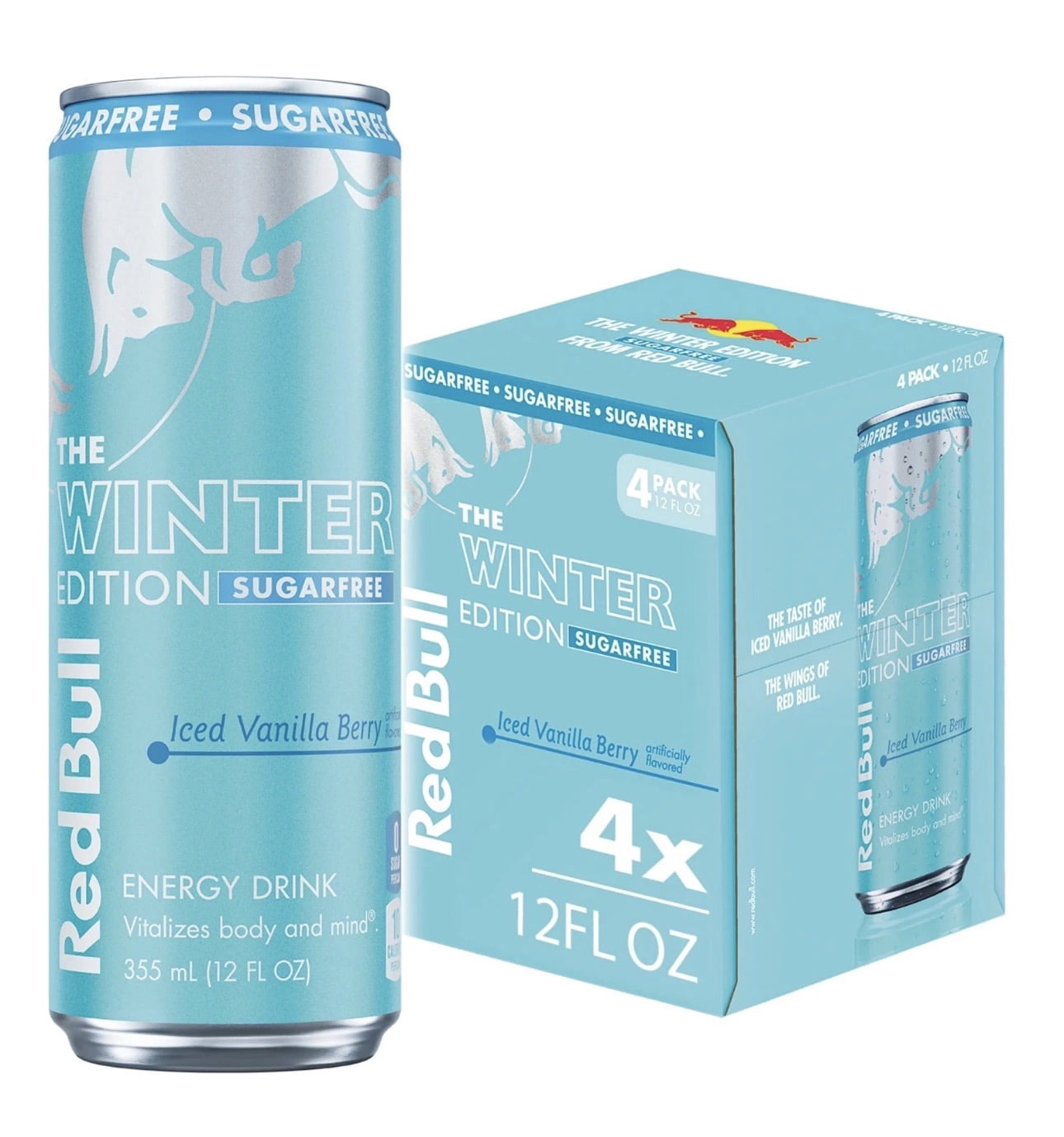 Red Bull Winter Edition Energy Drink Iced Vanilla Berry Sugar Free 4 Pack 12 fl oz