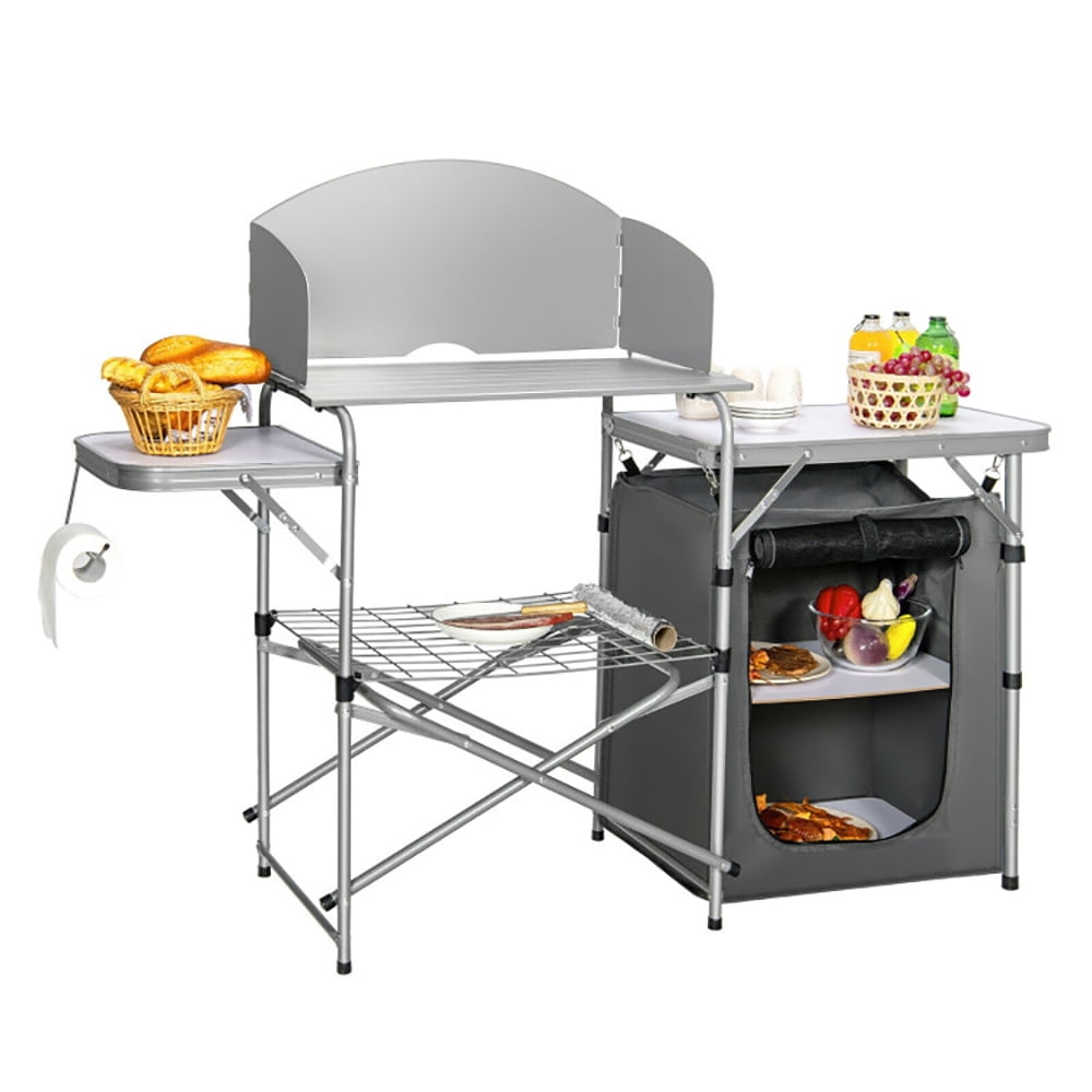 Aimee Lii Foldable Outdoor BBQ Portable Grilling Table With Windscreen Bag, Folding Camping Table