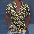 thumbnail image 2 of Camisas De Vestir Para Hombre Azul Hombres Casual Manga corta Primavera Verano Turndown Neck 3D Impreso Camisas Moda Top Blusa Camisas (Yellow, S), 2 of 4