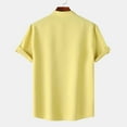 thumbnail image 4 of Miluxas Mens Henley Shirt Short Sleeve Basic Button-Down T-Shirt Solid Color Henley Shirt for Men Yellow 8(M), 4 of 9