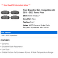 thumbnail image 2 of Front Brake Pad Set - Compatible with 2010 - 2022 Toyota Prius 2011 2012 2013 2014 2015 2016 2017 2018 2019 2020 2021, 2 of 2