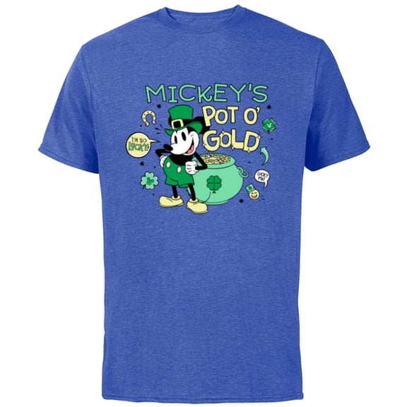 Disney Mickey’s Pot o’ Gold St Patrick’s Day Retro - Short Sleeve Cotton T-Shirt for Adults - Customized-Royal Heather