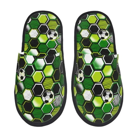 Balery Soccer1 Slient Indoor Furry Fleece Comfort House Shoes Soft Non-Slip Home Shoes Cotton slippers House Slippers-- Large