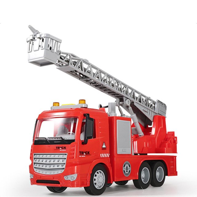 Camión de de plástico Regalo educativo para niños pequeños Cumpleaños de niños y niñas Camión escalera de incendios perfke Tire hacia atrás de los coches