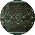 thumbnail image 1 of Ahgly Company Indoor Round Southwestern Turquoise Blue Country Area Rugs, 7' Round, 1 of 4