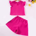 thumbnail image 4 of Fesfesfes Children's Girls Small Fly Sleeve Top and Shorts Set Solid Color Summer Casual Outfit,Round Neck Elastic Waist 2-Piece Play Clothes,Lightweight and Comfortable(Hot Pink,1 Years), 4 of 8