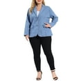 thumbnail image 2 of Agnes Orinda Women's Plus Size Denim Blazer Notched Lapel Button Work Jean Jackets 1X Light Blue, 2 of 8