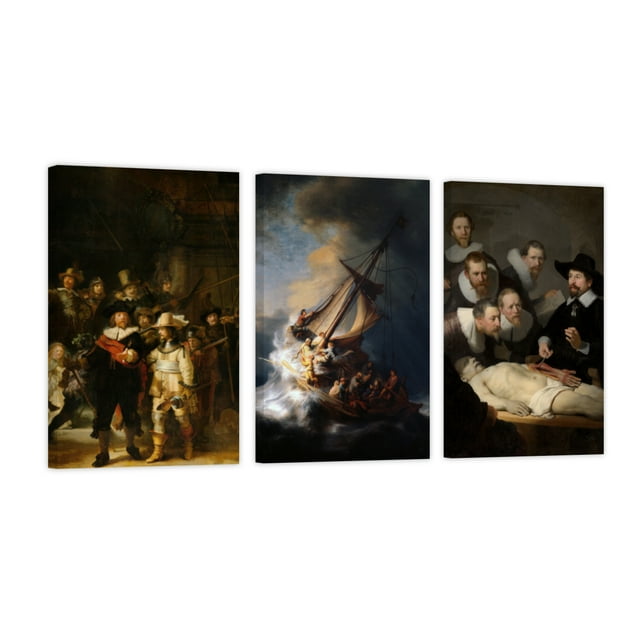 Cuadro Decorativo Tríptico Vertical Arte Rembrandt Canvas Revolution Set De 3 Cuadros 30x45 cm