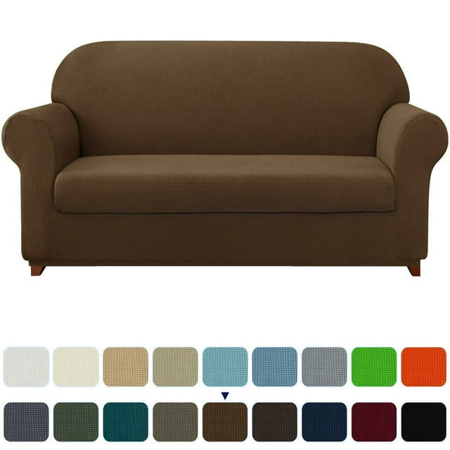2024 Stretch 2-Piece Textured Grid Slipcover Sofa Cover Gray
