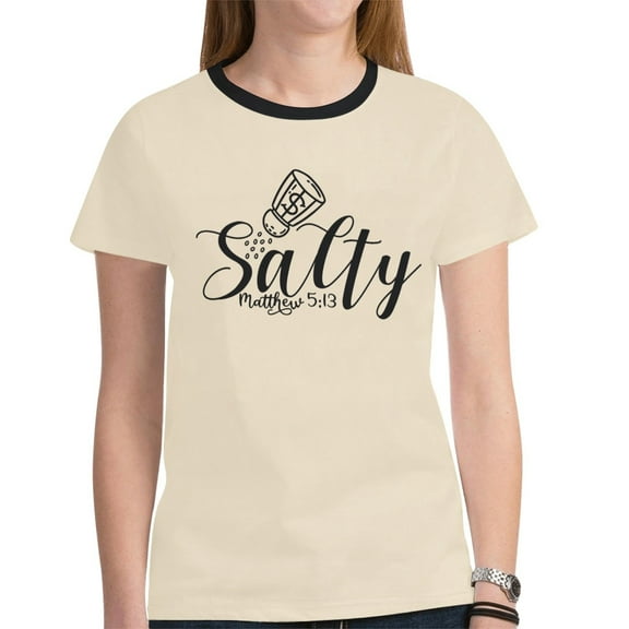 Salty T-shirt, T-shirt, Inspirational T-shirt (Size:XS; Style:Beige New All Over Print T-shirt for Women (Model T45);)