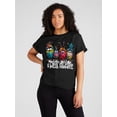 thumbnail image 1 of 1pc Women'S Casual Crew Neck T-Shirts with Cute Cartoon Birds Print, Polyester Knit Fabric, Regular Length, All Seasons, 1 of 8