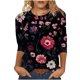 thumbnail image 2 of 3/4 Manga Túnica Tops para las Mujeres, Suelto Ajuste Impreso Cuello Redondo Blusa Casual para el Uso Diario, 2 of 4