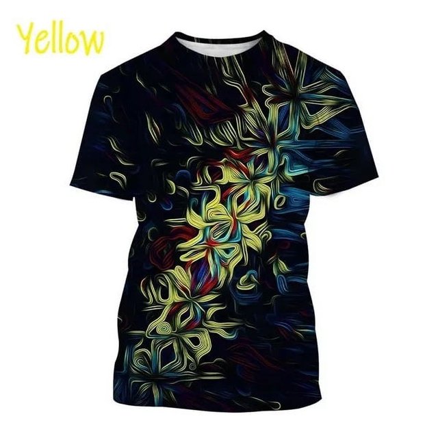 Trendy Graffiti Paint Vertigo Neon Painted Abstract 3D Printed T Shirt Colorful Hypnotic Distorted Line Unisex Short Sleeve Tees
