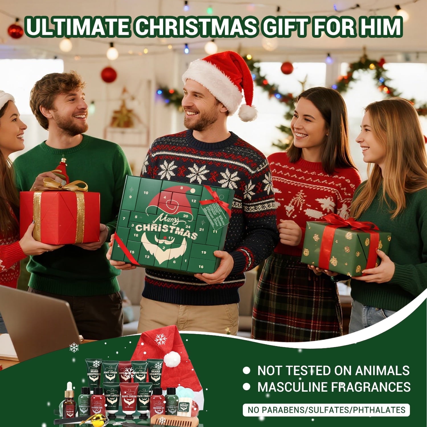 Rinse & Robust Beard Grooming Advent Calendar 2025 for Men Valentines Day Gift Sets