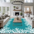 thumbnail image 4 of Sea White Coral Washable Living Room Rugs 5'x8', Marine Green Background Modern Art Low Pile Throw Large Area Rug Non-Slip Sturdy Edge Binding Carpet for Living Room Kitchen Office, 4 of 9