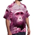 thumbnail image 2 of Pink Monkey Gorilla Men's Short Sleeve Button Down Casual Beach Printed Shirts, 2 of 6