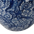 thumbnail image 4 of Benjara 10" Lidded Jar- Curved Round Floral Print- Blue Porcelain, 4 of 6