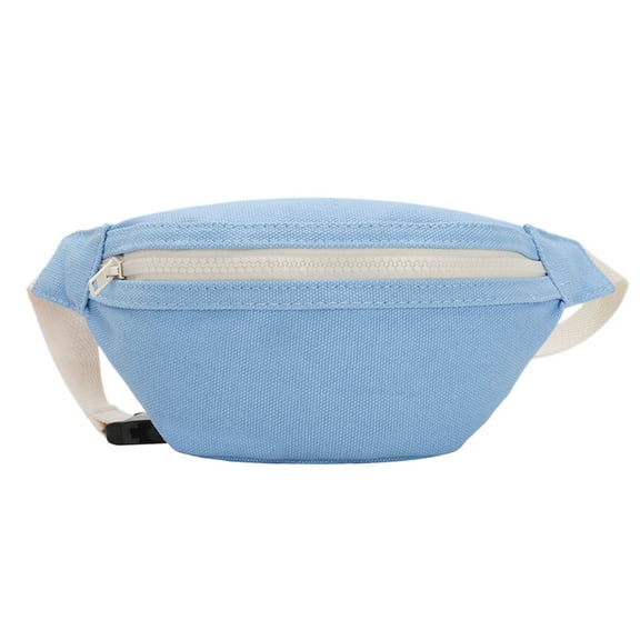 LILSHIM Kids Canvas Fanny Waist Bag Girls Chest Bum Pack Crossbody Pouch (Blue)