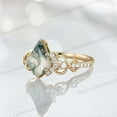 thumbnail image 3 of KANISHKAGEMS&JEWELS 1.5Ct 9x7mm / Kite Cut Moss Agate Ring CZ Diamond Twisted Proposal Jewelry Nature Inspired Ring Anniversary Gift Ring, 3 of 4