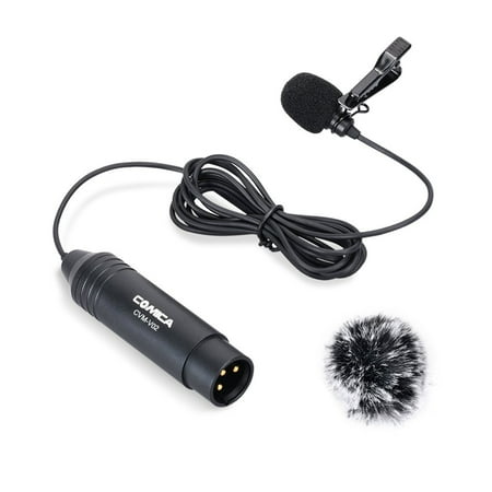 Comica CVM-V02O Phantom Power Omni-directional XLR Lavalier Lapel Microphone for Canon Sony Panasonic Camcorders ZOOM H4n H5 H6 Tascam DR-40 DR05 DR-701D DR-60D DR-70D  DR-100 Recorders (1