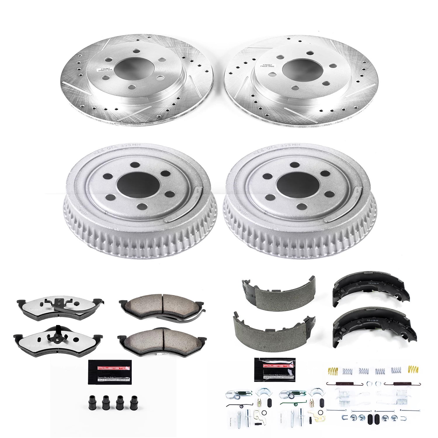 PowerStop Front and Rear Z36 Truck & Tow Brake Pad Rotor Drum and Shoe Kit Fits: DODGE Select Models K15071DK-36