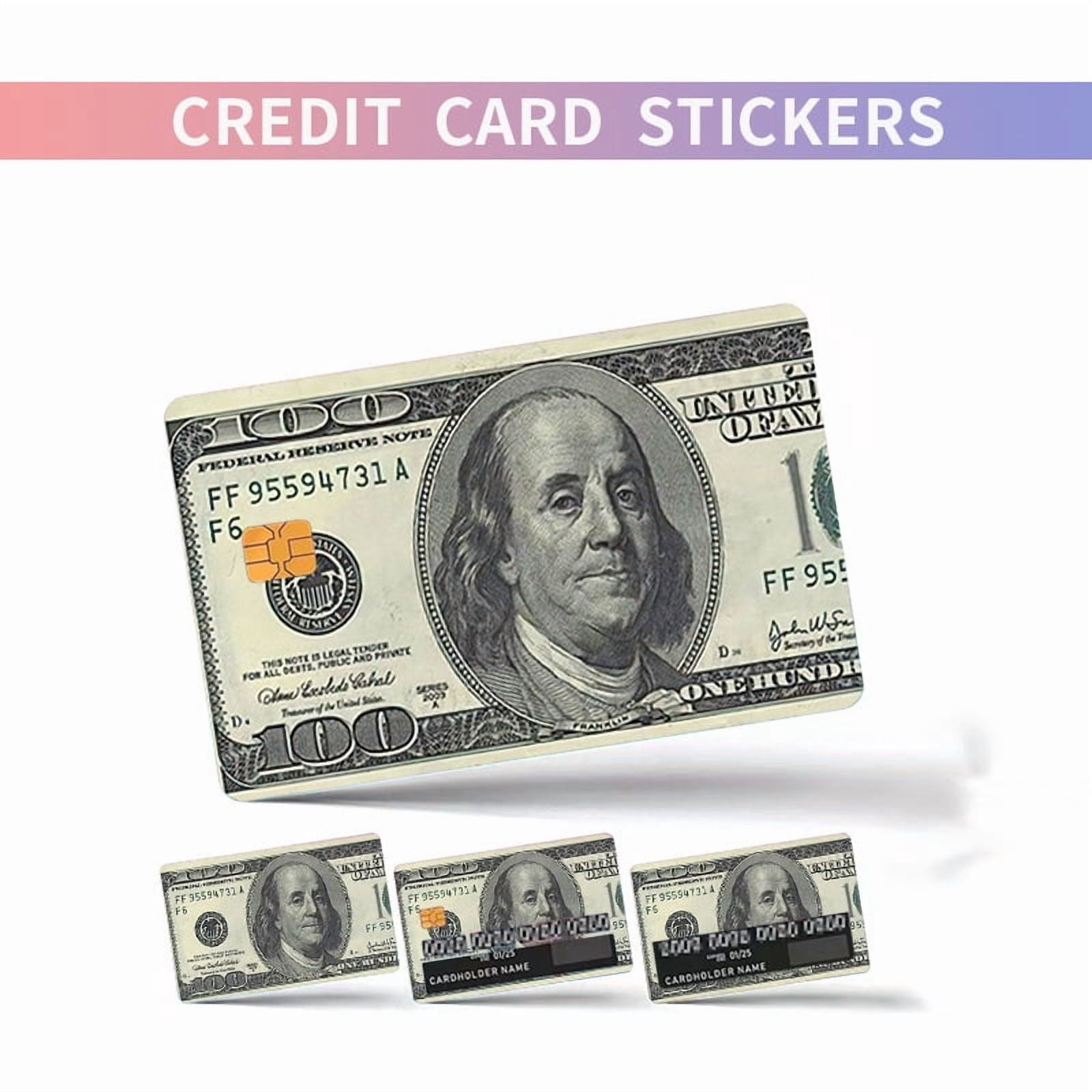 Bank Card Skin Cover, Hundred Dollar Bill Credit Card Stickers, Personalized Stocking Stuffers Gift, 4 Pack