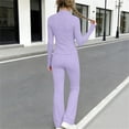 thumbnail image 5 of Sets for Girls​ Solid Color Full Zip Long Sleeve Top and Yoga Pants, Breathable Athletic Wear for Sports and Exercise 3-15 Years Purple 3-4Years, 5 of 7