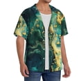 thumbnail image 2 of Gukieu Turquoise Golden Swirl Print Men's Short-sleeved Shirts, Button-down Pocket Shirts, T-shirts, Beach Vacation Travel Summer Clothing-3X-Large, 2 of 5