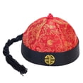thumbnail image 3 of Sombrero Oriental chino con , sombrero decorativo asiático mandarín, sombrero de emperador Qing, accesorios para actuación en escenario para Rojo Negro 56cm, 3 of 8