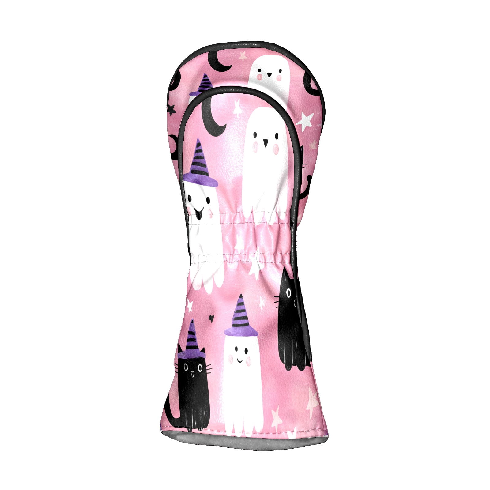 Golf Club Covers, Pink GhostCatMoon Premium PU Leather Driver Hybrid Putter Head Covers with Velvet Lining, Waterproof Golf Gifts for Men Women