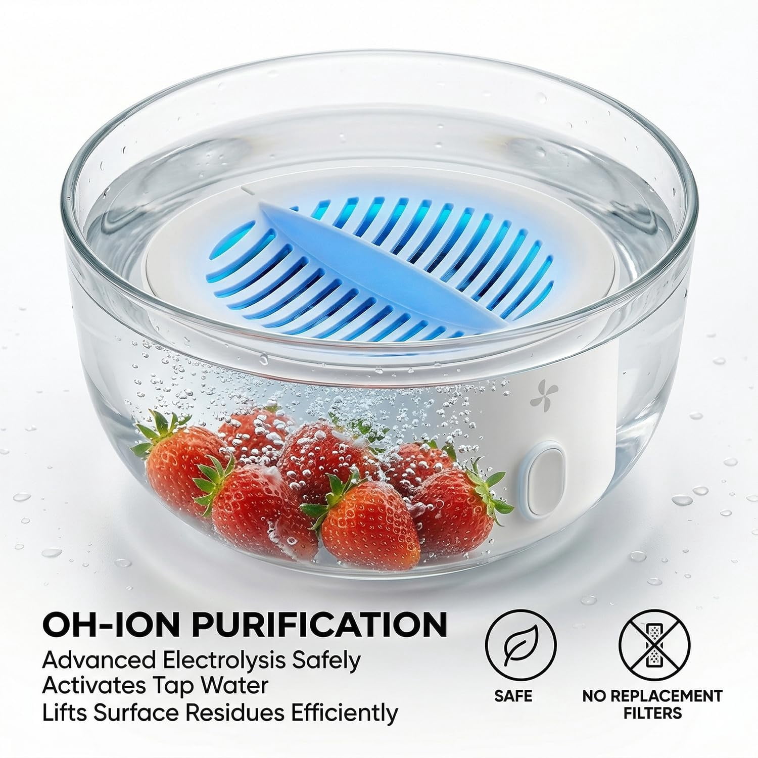 Puribreeze Produce Cleaner, Hydroxyl Ion Fruit & Vegetable Washer,  Cordless Rechargeable Cleaner, IPX7 Waterproof Portable 5-Minute Automatic Produce Washing Machine, Deep Cleaning Surface Residues