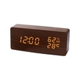 thumbnail image 2 of Tong Wooden Digital Clock Minimalist Design With Large LED Display For Home Bedroom Modern Silent Wall Clock Battery Operated Easy Read, 2 of 6