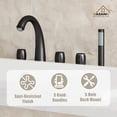 thumbnail image 3 of CASAINC 3 Handle Roman Bathroom Tub Faucet with Handheld Sprayer, Matte Black, 3 of 7